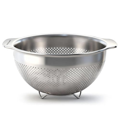 Greentainer Stainless Steel Colander with Handles - 3.5 QT Pasta Strainer for Kitchen Food Basket for Vegetables Fruits, Nesting Stainless Steel Strainer and Sieve, Dishwasher Safe - size: 3.5 QT