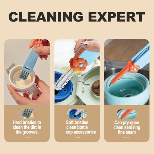 3 in 1 Cup Lid Gap Cleaning Brush Set, Bottle Cleaning Brush Multifunctional Bottle Cleaner Brush Home Kitchen Cleaning Tools, 6PCS - color: 6pcs Mix