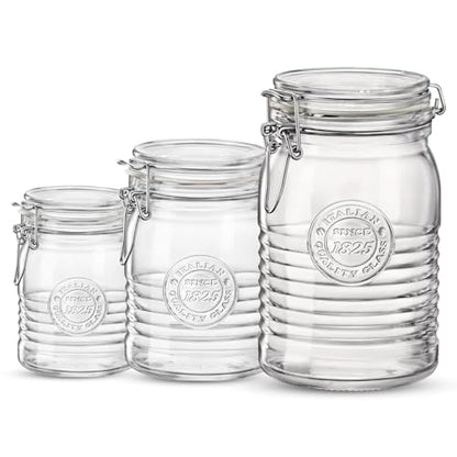 Bormioli Rocco Officina 1825 Clear Jar with Swing Top - Clear, Set of 3 - color: Officina Clear