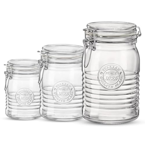 Bormioli Rocco Officina 1825 Clear Jar with Swing Top - Clear, Set of 3 - color: Officina Clear