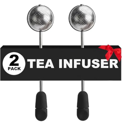 2pack Tea Ball, tea infuser for loose leaf tea, tea strainers for loose tea, stainless steel tea strainer, loose leaf tea steeper, easy clean, tea fine mesh strainer reusable-A (Black) - color: Black