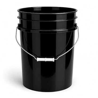 ePackageSupply 5 Gallon Bucket - Food Grade Bucket, Metal Handle Grip, BPA-Free, Heavy-Duty 90 Mil HDPE Plastic Pail, Stackable Utility Container, Made in USA, Lid Not Included, Black, 3 Packs - color: Black, size: 3 Packs