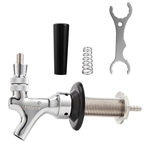 MRbrew Draft Beer Long Shank Faucet Kit, 3'' Beer Shank No Leak 1/4'' Beer Line Nipple Barb Fitting Shank Beer Tap for Kegerator Brewing with Self-Closing Tap, Stainless Steel Core for Home Beer Party - size: 3''