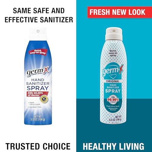 Germ-X Original Hand Sanitizer Spray, 5.5 Oz (Pack of 6), Less Drying & Moisturizing, No Rinse Formula, Fresh Scent, Formulated without Parabens - size: 5.5 Fl Oz (Pack of 6)