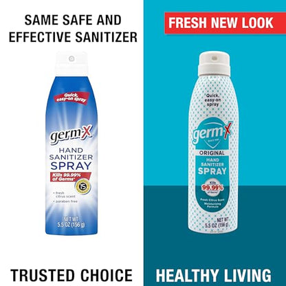 Germ-X Original Hand Sanitizer Spray, 5.5 Oz (Pack of 6), Less Drying & Moisturizing, No Rinse Formula, Fresh Scent, Formulated without Parabens - size: 5.5 Fl Oz (Pack of 6)