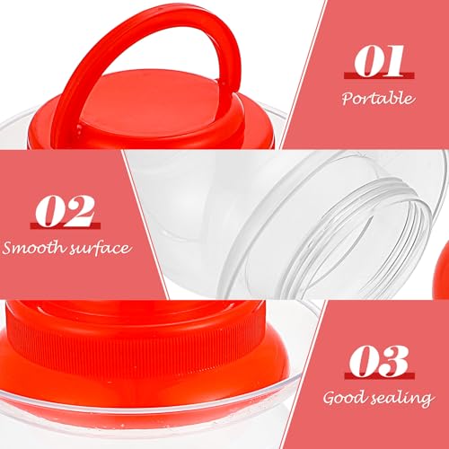 Ipetboom Large Capacity Pickle Jar 1l Plastic Food Storage Jar with Red Airtight Lid Kimchi Container for Kitchen and Household Use