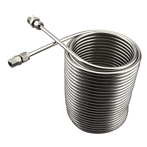 Cooling Coil Pipe, Stainless Steel Immersion Wort Chiller 1/2" & 3/8" Port & Spiral Tube Coil Homebrew Beer/Wine Heat Exchangers Coil