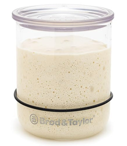 Brod & Taylor Small Sourdough Starter Jar (12oz) Less Discard Waste, 100% Dishwasher Safe, Measurement Markings, and Height Marker (Durable Glass Jar, BPA-Free) - size: 12 Ounce