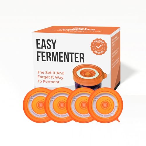Fermentation Lids Kit, Mason Jar Airlock Lid, Fermenting Lids for Wide Mouth Mason Jars, Kimchi, Pickle, and Sauerkraut Fermentation, Pack of 4 (Orange) - color: Orange