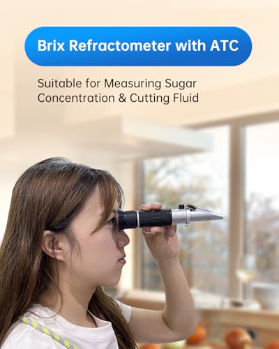 LOHAND Brix Refractometer with ATC, 0-32% Brix Range, Handheld Sugar Tester | Precision Sugar Measurement for Fruit, Juice, Wine, Maple Syrup & Beverage, Built-in Automatic Temperature Compensation - size: 0-32%Brix