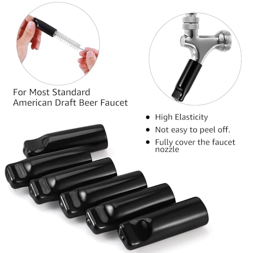 MRbrew Beer Faucet Cap & Plug Covers 15 Pack Beer Tap Cap Plug Brush, Draft Beer Faucet Rubber Soother Sanitary Covers, Cleaning Brush Cleaning Tap Kit for Kegerator Draft Beer Faucet (6+6+3)