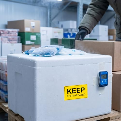 500 Pcs Keep Refrigerated Stickers 5 x 3 Inches Yellow Waterproof Vinyl Labels Perishable Warning Label for Cold Food Shipping