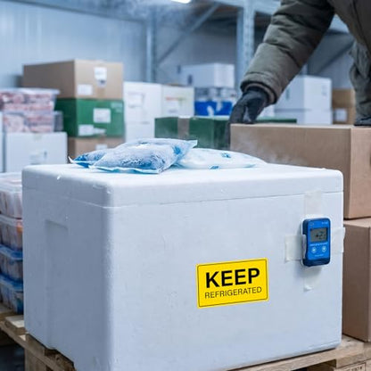 500 Pcs Keep Refrigerated Stickers 5 x 3 Inches Yellow Waterproof Vinyl Labels Perishable Warning Label for Cold Food Shipping