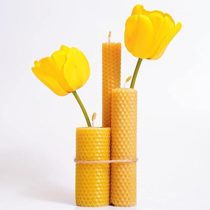 Natural Beeswax Sheets for Candle Making - DIY Beeswax Candle Rolling Kit for Kids & Adults - color: Natural-Honey