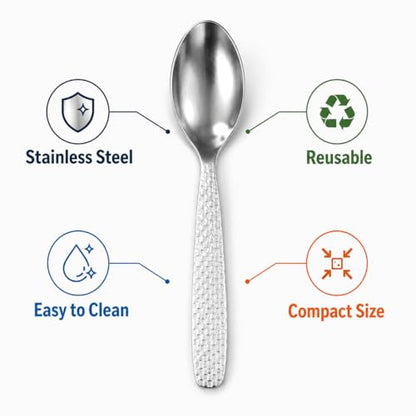 Stainless Steel TEA/COFFE AND Spice Box Spoons Set of 12 (Silver) (Small Tea spoon) - size: Small Tea spoon