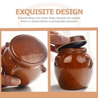SHOWERORO Large Capacity Honey Ceramic Jar 1200g Sealed Pickle Container Traditional Chinese Food Storage Crock for Sauerkraut Kimchi and Fermented Vegetables