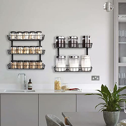 SWOMMOLY Adjustable Wall Mount Spice Rack, 6-Tier Dual-use (Multi-use) Organizer, Black - color: Black, size: 6-Tier