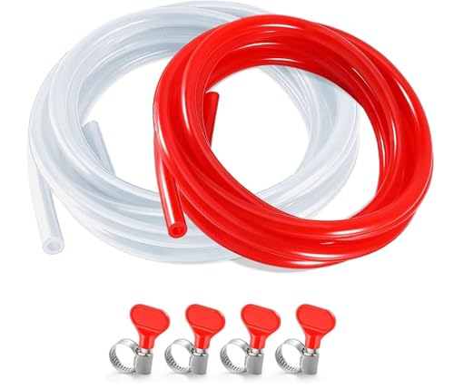 5FT CO2 Hose Beer Line Dual Lines Kit，3/16" Beer Line Tubing & ID 5/16" CO2 Gas Line Kegerator Replacement Line Food-Grade PVC Tubing Draft Beer Keg Faucet Tubing with 4 PCS Hose Clamps - size: 5Ft Beer Line +5Ft Gas Line
