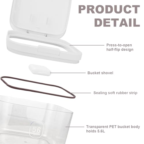 Airtight Rice Container with Measuring Cup, BPA-Free Clear PET Plastic Food Storage Container Pantry Organizers and Storage Sugar Cookies Flour Rice Container (5.6 L / 5.92 QT) - size: 5.6 L / 5.92 QT