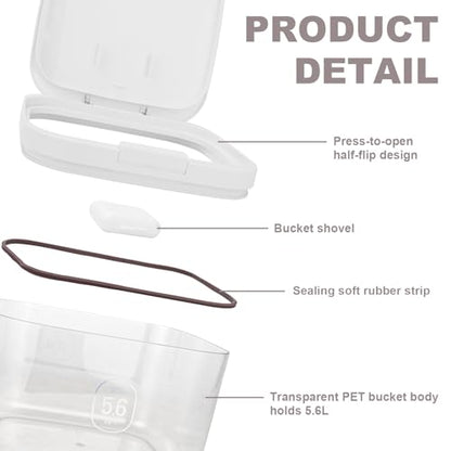 Airtight Rice Container with Measuring Cup, BPA-Free Clear PET Plastic Food Storage Container Pantry Organizers and Storage Sugar Cookies Flour Rice Container (5.6 L / 5.92 QT) - size: 5.6 L / 5.92 QT