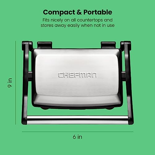Chefman Electric Panini Press Grill,Compact 2-Slice Sandwich Maker,Non-Stick Coated Plates,Opens 180 Degrees,Dishwasher Safe,Removable Drip Tray,Stainless Steel/Black,(Pack of 4) - size: 2 Slice (Pack of 4)