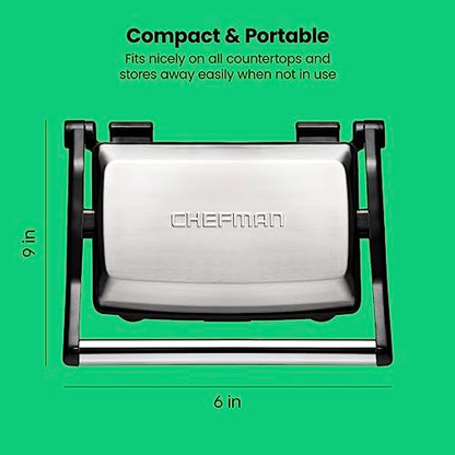 Chefman Electric Panini Press Grill,Compact 2-Slice Sandwich Maker,Non-Stick Coated Plates,Opens 180 Degrees,Dishwasher Safe,Removable Drip Tray,Stainless Steel/Black,(Pack of 4) - size: 2 Slice (Pack of 4)