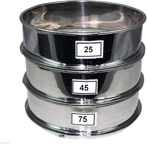 Aluminum Herbal Pollen Hash Extractor Stackable Sifter, Fine Mesh, Stainless Steel Round Sifter for Baking, Flour Sieve, Extracting, Herbal, Tea, Powder 66, 96, 120 Micron Set (25, 45, 75) - size: 25, 45, 75