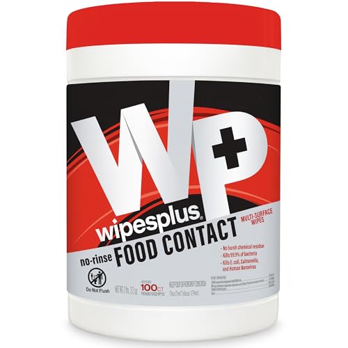 WIPESPLUS Cleaning Wipes All Purpose Food Contact - No Rinse, No Residue, Quick Dry Formula, Disinfecting Wipes For Restaurants, Foodservice, Schools - Canister, 100 Count, (Pack of 6) - size: 100 Count (Pack of 6)