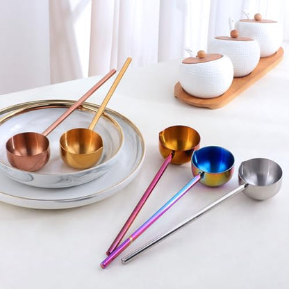 Stainless Steel Hot Oil Ladle, 2pcs Solid Oil Spoon with 10.5 inch Long Handle Pour Spout, 70ml Capacity for Kitchen Cooking Serving Soups and Drizzle Sauces Dishwasher Safe (Orange Red) - color: Orange Red