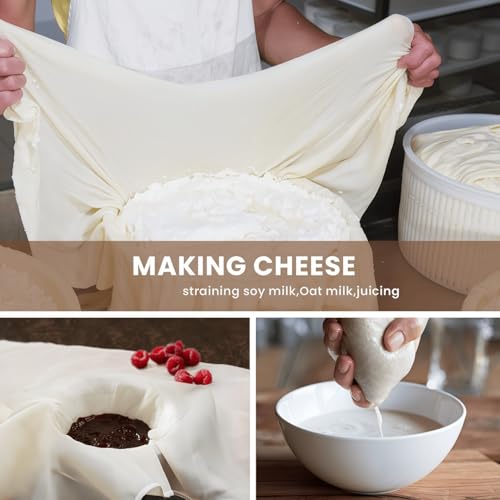 3-Piece Reusable Cheesecloth, 20x20 Inch Hemmed Cotton Strainer for Cooking Baking Juicing