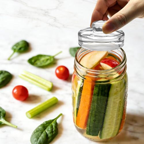 4 Pack Fermentation Glass Weights with Handle for Large Wide Mouth Mason Jars, Dishwasher Safe
