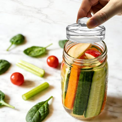 4 Pack Fermentation Glass Weights with Handle for Large Wide Mouth Mason Jars, Dishwasher Safe