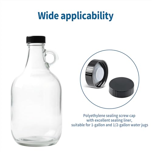12 Pcs 38mm Growler Caps, Beer Bottle caps Compatible with 1/2 Gallon and 1 Gallon Glass Gallon Jugs Replacement, Black - color: Black 12 Pcs