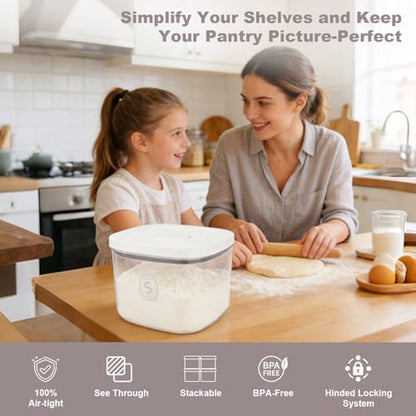 Airtight Rice Container with Measuring Cup, BPA-Free Clear PET Plastic Food Storage Container Pantry Organizers and Storage Sugar Cookies Flour Rice Container (5 L /5.28 QT) - size: 5 L /5.28 QT