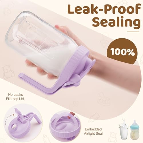 AoeJarry Breast Milk Pitcher with Leak Proof Flip Cap & Pour Spout, 32 oz Wide Mouth Mason Jars for Breast Milk Storage Container, Glass Picther with Lid for Cold Brew Coffee, Sun Tea, Juices, Green - color: Green