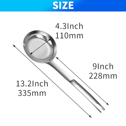 TBWHL Multi-functional Hot Pot Fat Skimmer Spoon - Stainless Steel Fine Mesh Food Strainer for Skimming Grease and Foam DIA 4.4" - size: Dia 4.4"