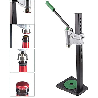 Manual Beer Bottle Capping Machine, Heavy Duty Strong Metal Bench Bottle Capper, 100-500mm Adjustable Height, for 26-29mm Round Bottles Caps