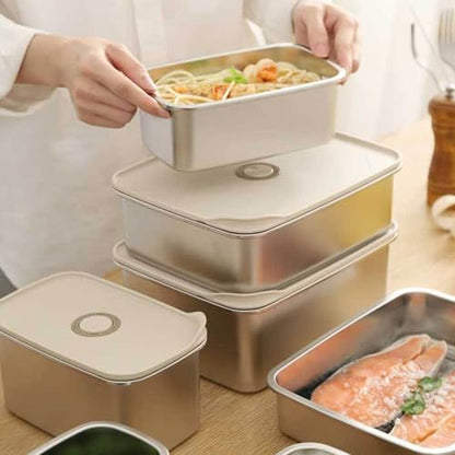 Stainless Steel Food Storage Containers with Airtight Lids Set, Leakproof Meal Prep Containers, Airtight Kimchi Containers Reusable, Stackable/Oven/Dishwsher/Freezer Safe 600ML