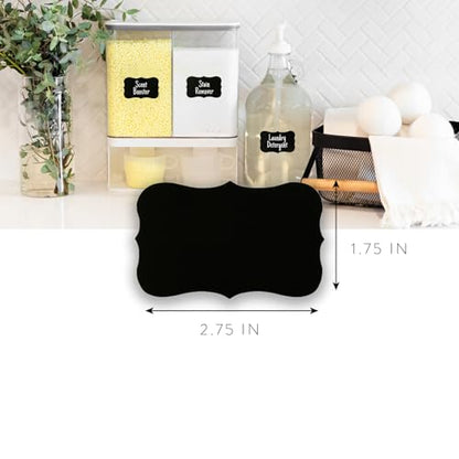 200 Chalkboard Labels for Containers - Waterproof Black Jar Labels with Chalk Markers, Reusable Chalk Stickers Kitchen Pantry Containers and Storage Bin Organization - style: Wavy Shape - 200pcs