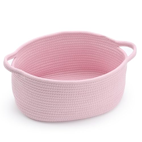 Happyiren Pink Basket – Cute Basket for Girl Women, Perfect for Valentines Day, Baby Shower, Birthdays – Empty Basket for Gifts, Burr, Storage, Nursery, 13 x 8 x 6 inches - color: Pink, size: 1 Pack