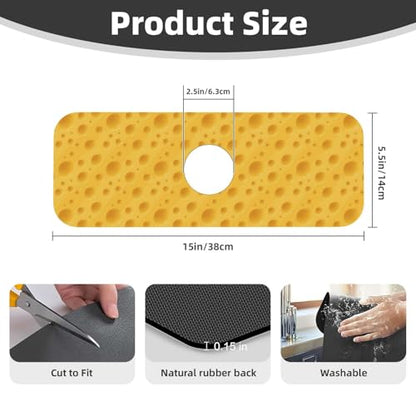 Cheese Faucet Mat For Kitchen Sink, Absorbent Countertop Protector, Quick Dry Sink Splash Guard Pad, Waterproof Draining Mat 15" X 5.5" - color: Style 6