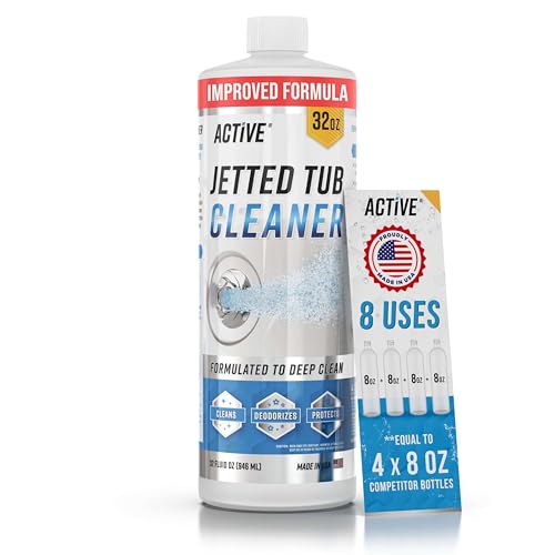 ACTIVE Jetted Tub Cleaner Bathtub Cleaning - 32oz (8 Uses) Bath Jet Cleaner For Whirlpool & Spa Bath System, Compatible with Jacuzzi Jets, Whirl Tubs, Professional Septic Safe Solution - Made in USA - style: 32oz Liquid