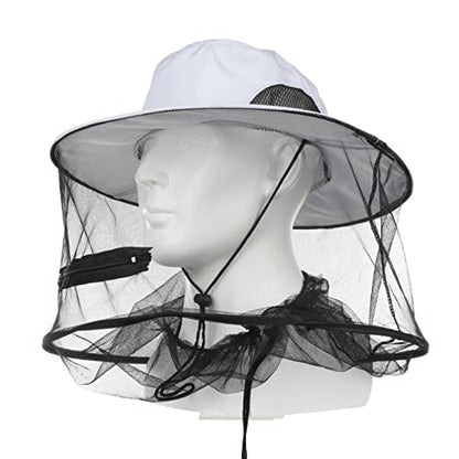 Mosquito Head Net Hat, Sun Hat with Netting, Bee Keeper Hat, Safari Fishing Hats for Outdoor Hiking, Camping, Gardening - color: Grey