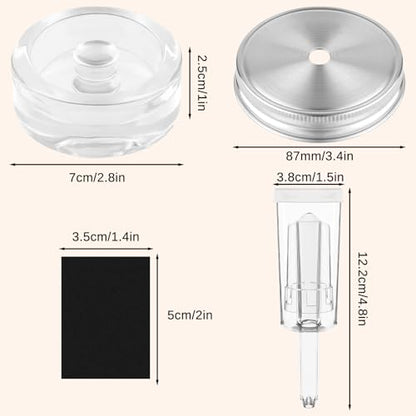 MEEZY 2 Set Fermentation Kit, Fermentation Lids Glass Weights and Airlocks Compatible with 86MM Wide Mouth Mason Jars for Making and Storing Sauerkraut Vegetables