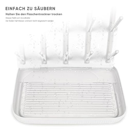 Termichy Baby Bottle Drying Rack: Large Vertical Bottle Dryer Rack Holder - Space Saving Standing Drying Rack for Baby Bottles and Pump Part Cleaning (White) - color: White