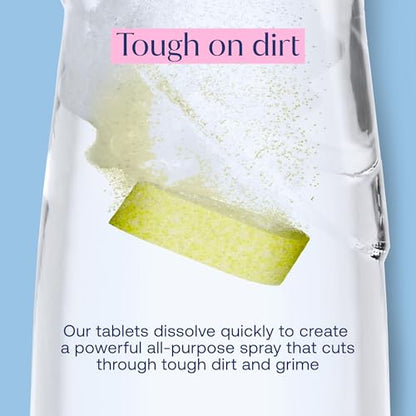 Fab Tab Multi Purpose Cleaner Cleaning Tablets, Eco-Concious Refillable Glass Bottle System with Boutique Hotel Scent, Safe For Family and Pets - Chemical-Free, Plastic-Free - 3 Count