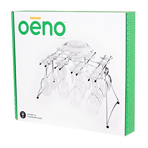 Oenophilia Fusion Stemware Wine Decanter Drying and Storage Rack - 16 Wine Glass Rack and Holder, Foldable - size: 16 Glass