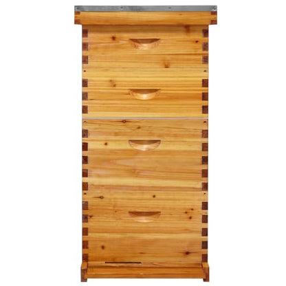 10-Frame Langstroth Bee Hive Beeswax Coated, Complete 4-Layer Beehive Starter Kit Includes 2 Deep Brood Boxes and 2 Medium Super Boxes with Bee Frames and Foundations - size: 4-Layer