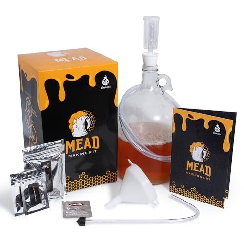 Honey Mead Making Kit with Yeast and Starter Home Brew Accessories, Reusable, Step-by-Step Brewing Process, 1 Gallon, Made in the USA