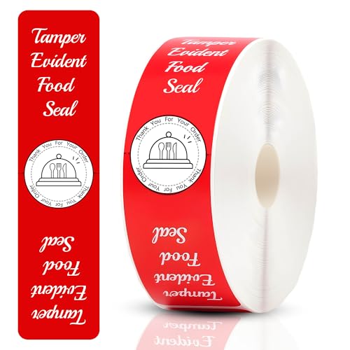 500 Pcs Tamper Evident Stickers for Food Delivery 1.5 x 6 Inches Red Tamper-Proof Safe Seal Tape & Labels - for Sealing Drink, Food & Pizza Boxes to Preserve Freshness